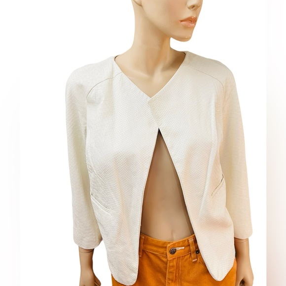 Robert Rodriguez 100% White Phyton Leather Jacket Size 8 Preowned Side Pockets - Picture 3 of 12